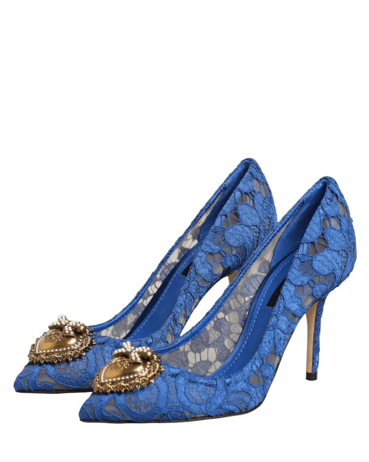 Dolce & Gabbana Blue Lace Taormina Devotion Pumps Shoes Heels