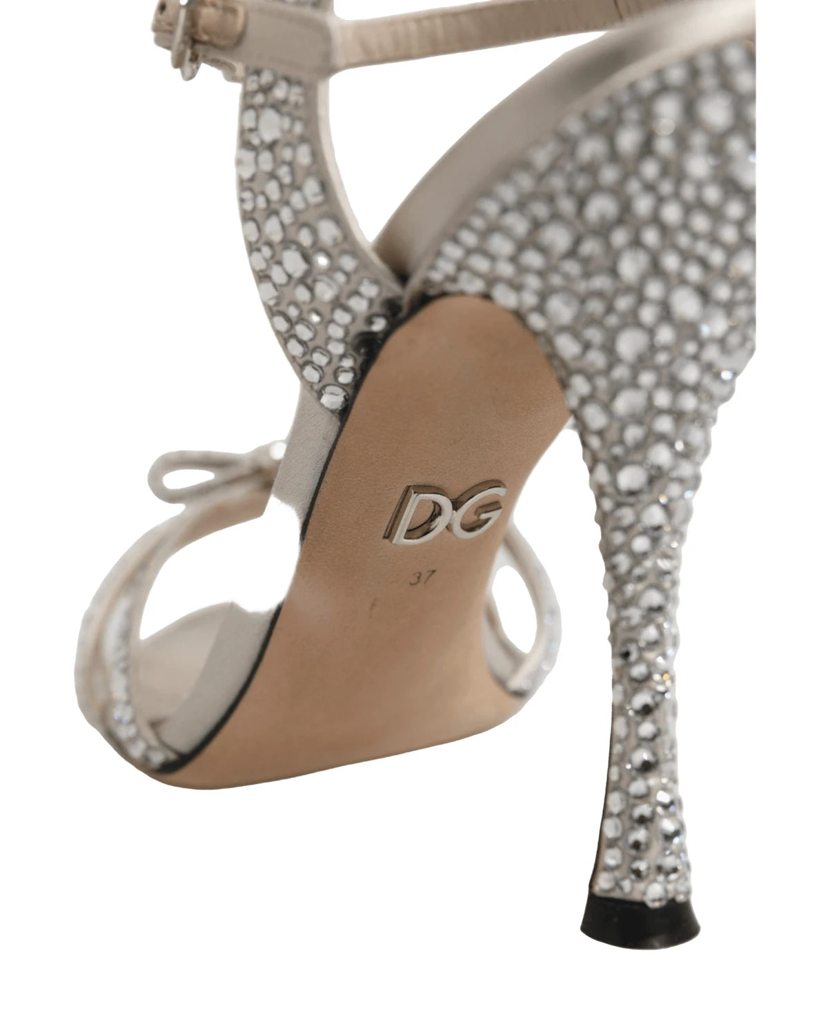 Dolce & Gabbana Silver Strass Ankle Strap Heels Sandals Shoes Heels