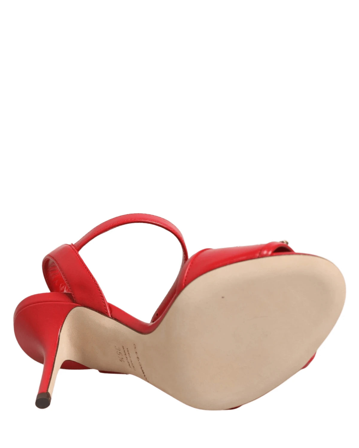 Dolce & Gabbana Red Leather Dg Amore Heels Sandals Shoes Heels