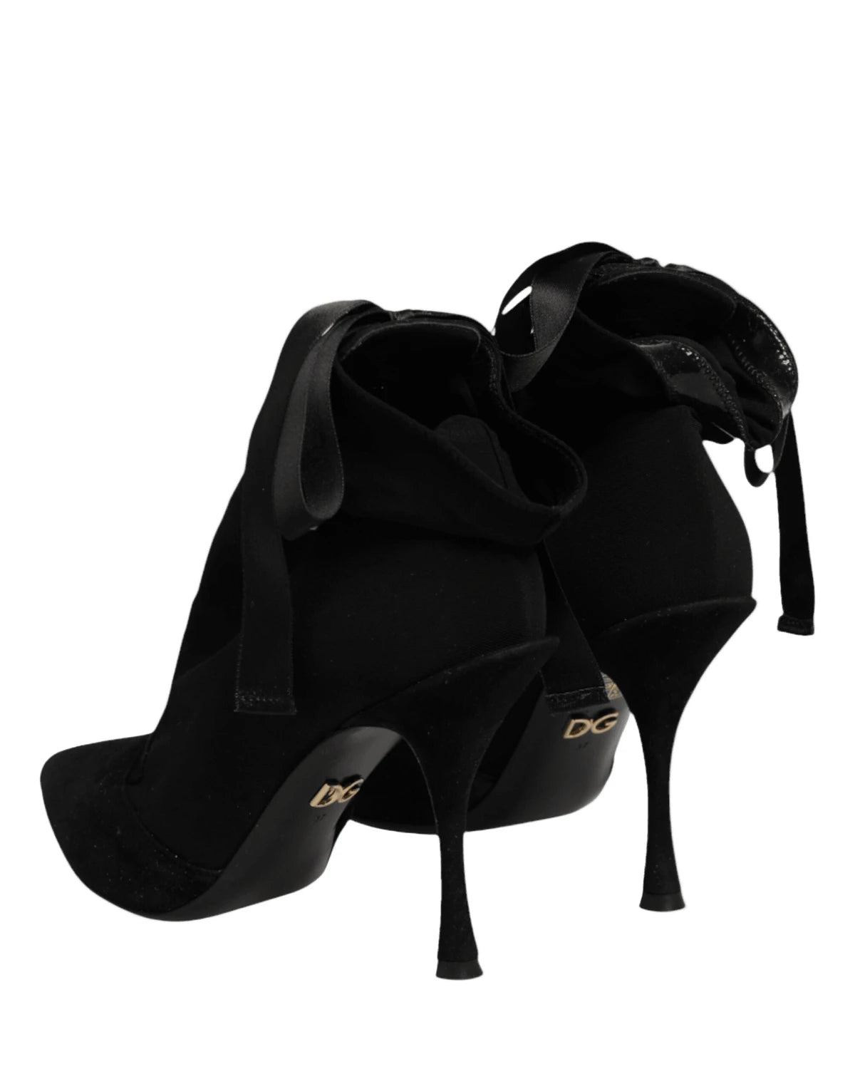 Dolce & Gabbana Black Lace Stiletto Heels Up Boots Shoes Boots