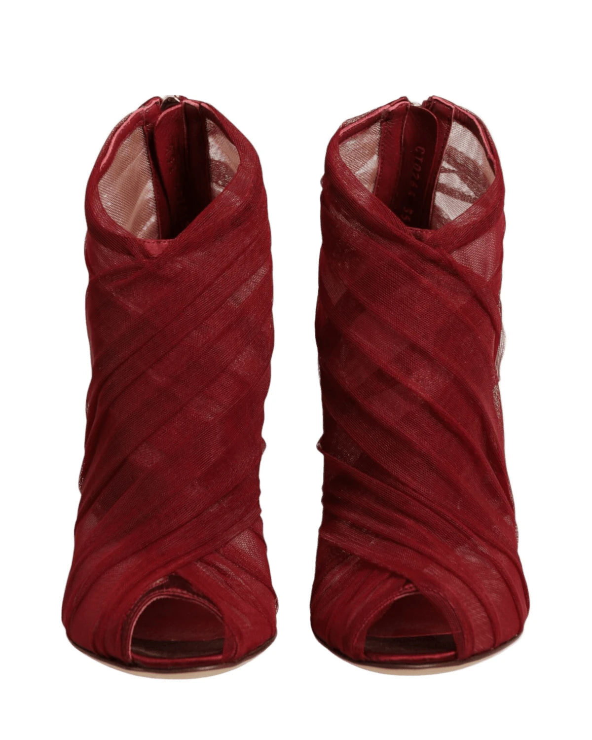 Dolce & Gabbana Red Tulle Ankle Boots Stiletto Heels Shoes Boots