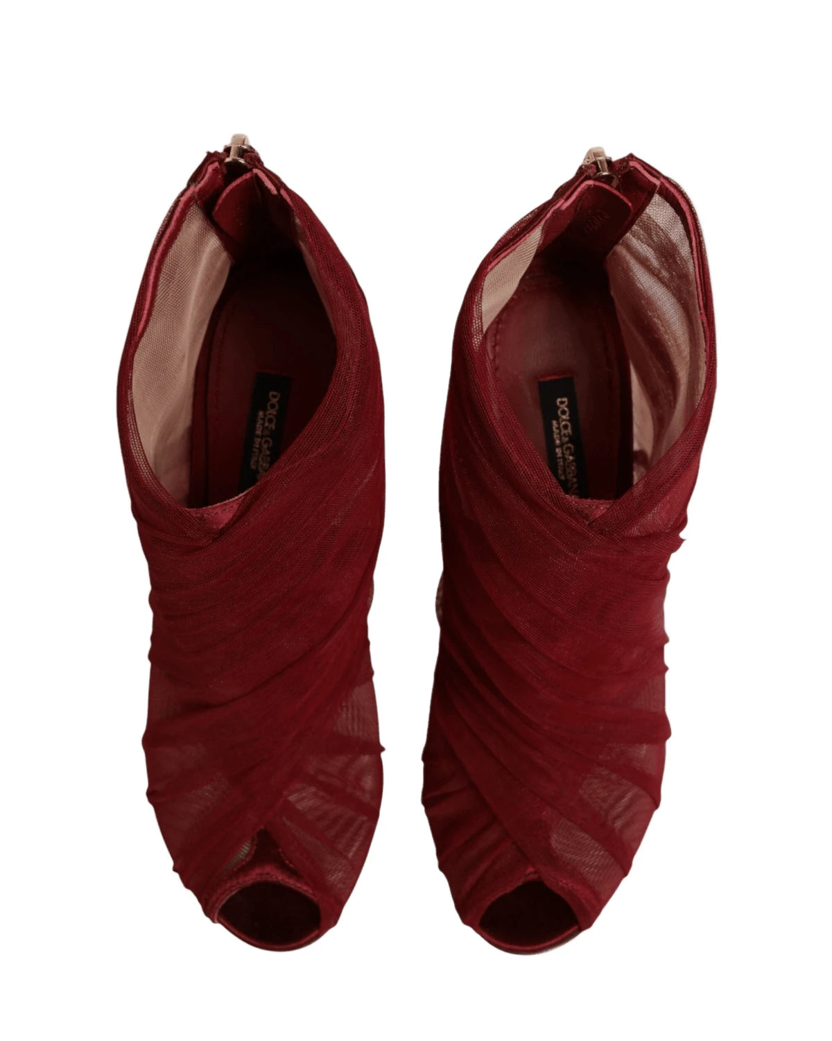 Dolce & Gabbana Red Tulle Ankle Boots Stiletto Heels Shoes Boots