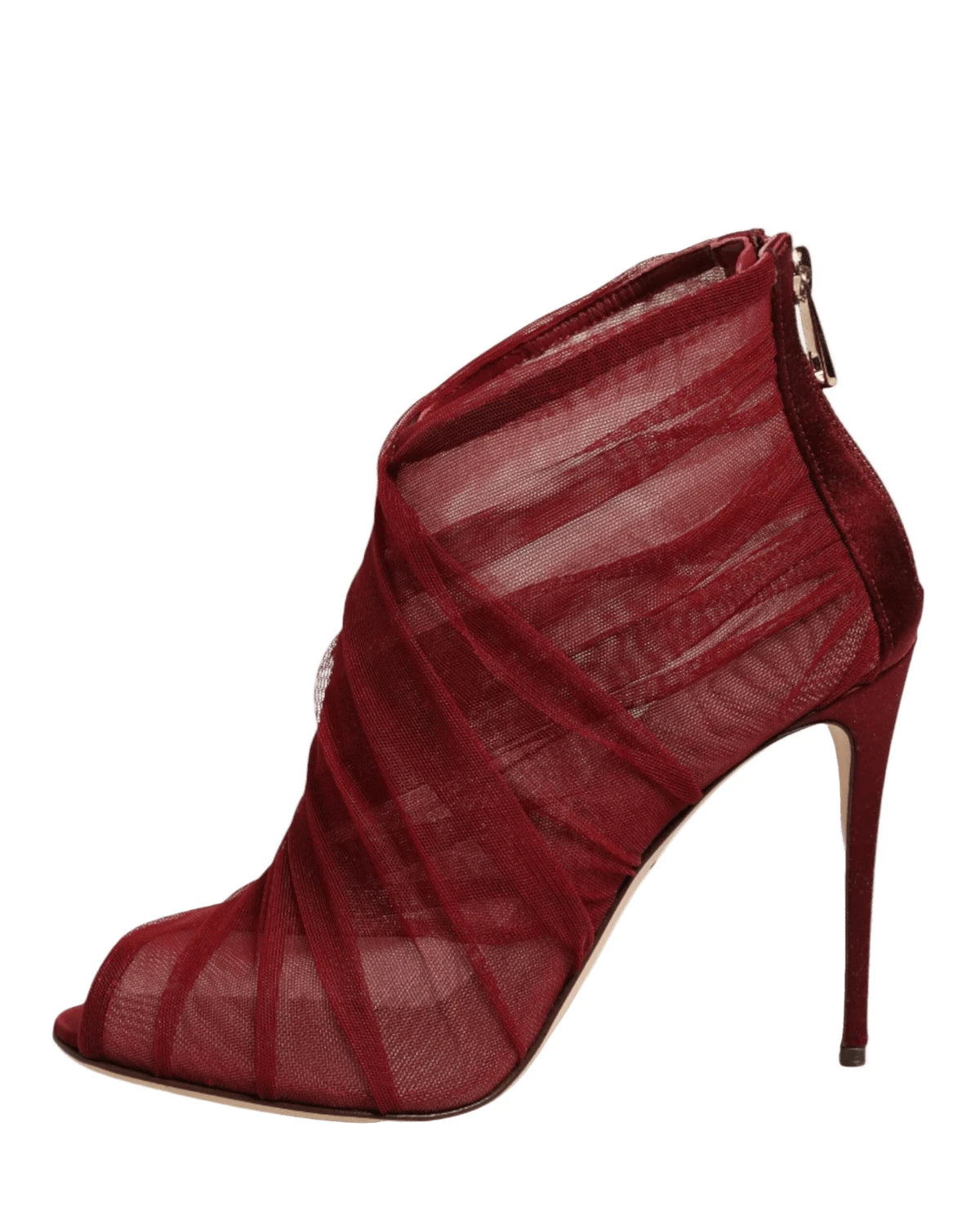 Dolce & Gabbana Red Tulle Ankle Boots Stiletto Heels Shoes Boots