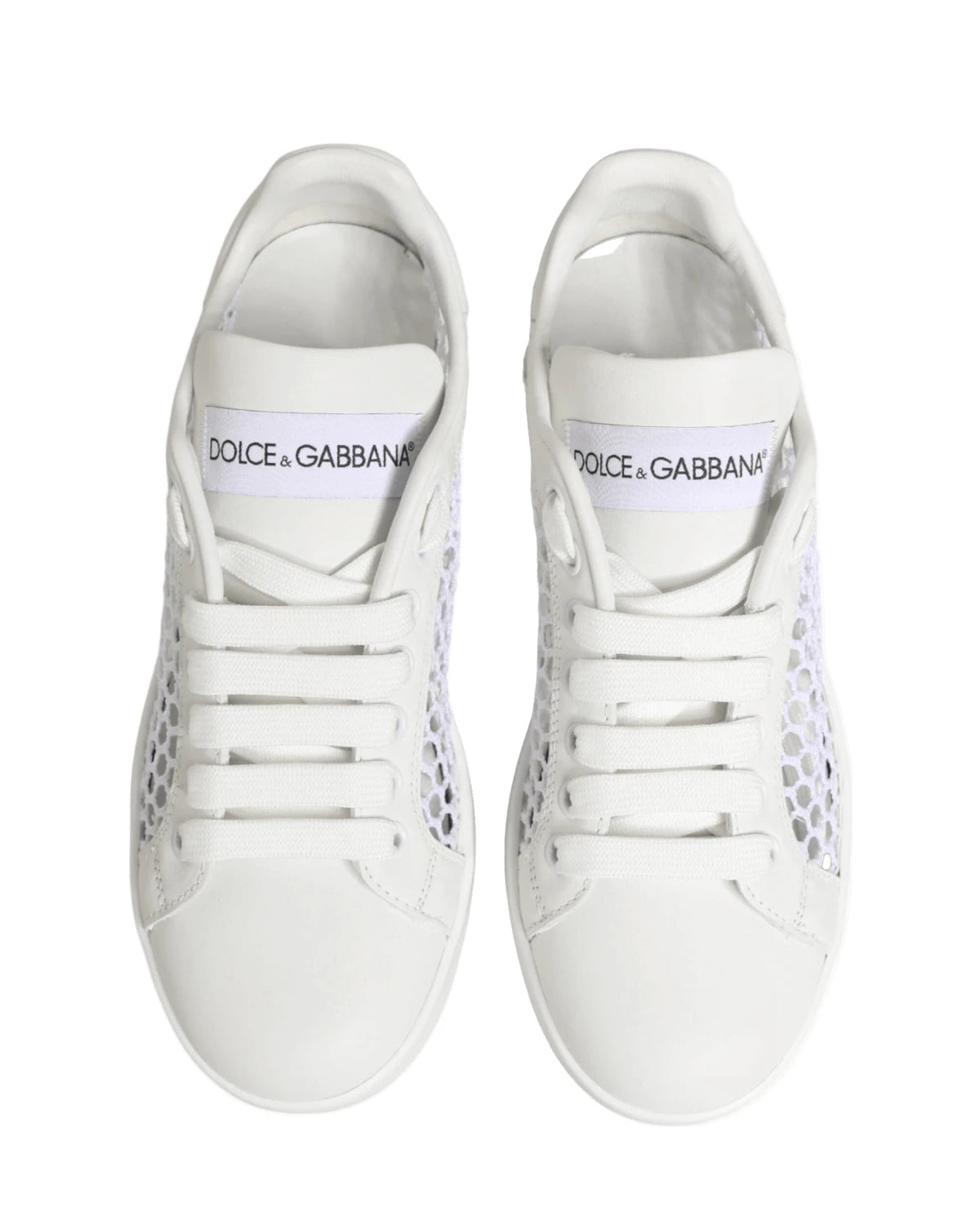 Dolce & Gabbana White Mesh Inserts Low Top Sneakers Shoes Sneakers