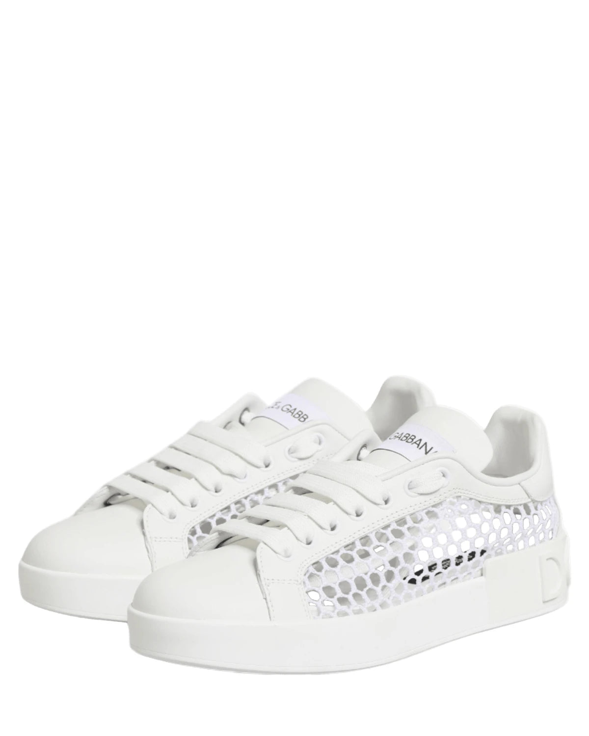 Dolce & Gabbana White Mesh Inserts Low Top Sneakers Shoes Sneakers