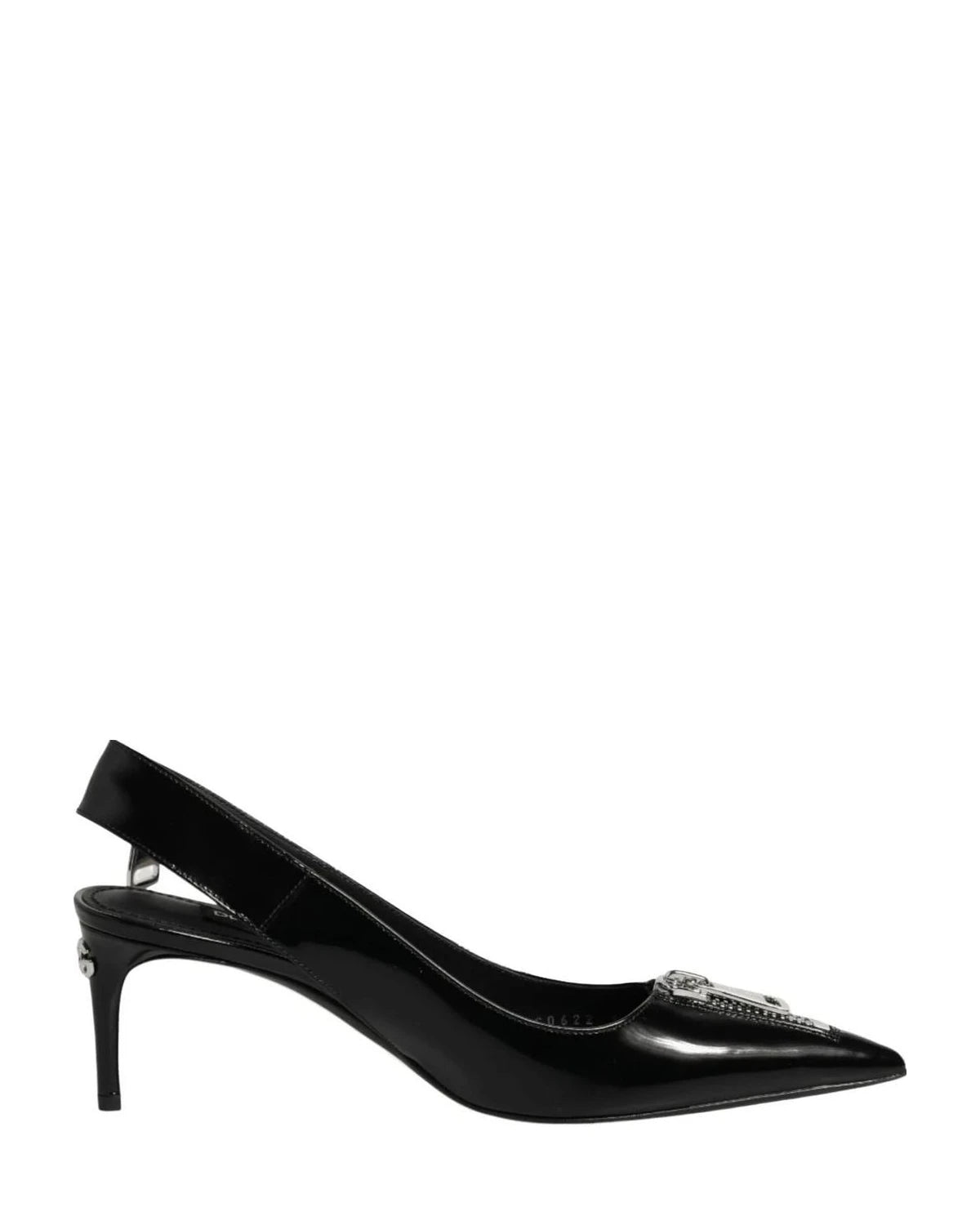Dolce & Gabbana Black Leather Zipper Heels Slingbacks Shoes Heels