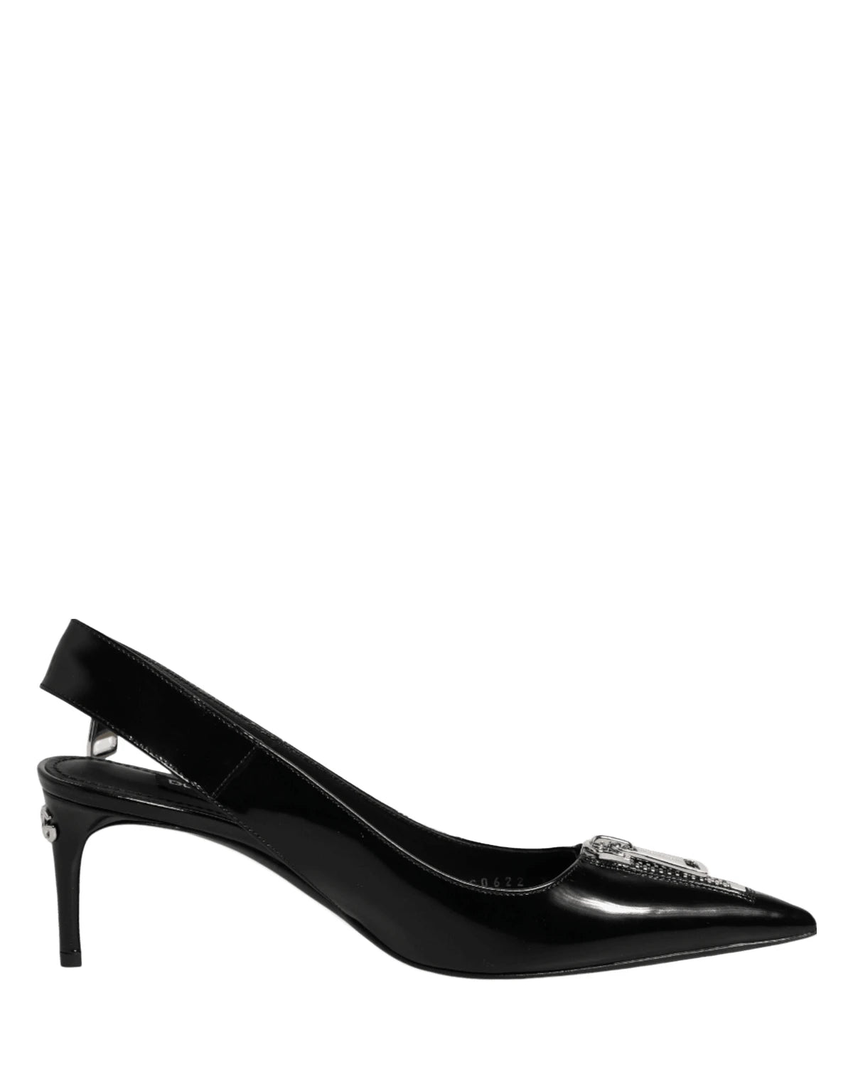 Dolce & Gabbana Black Leather Zipper Heels Slingbacks Shoes Heels