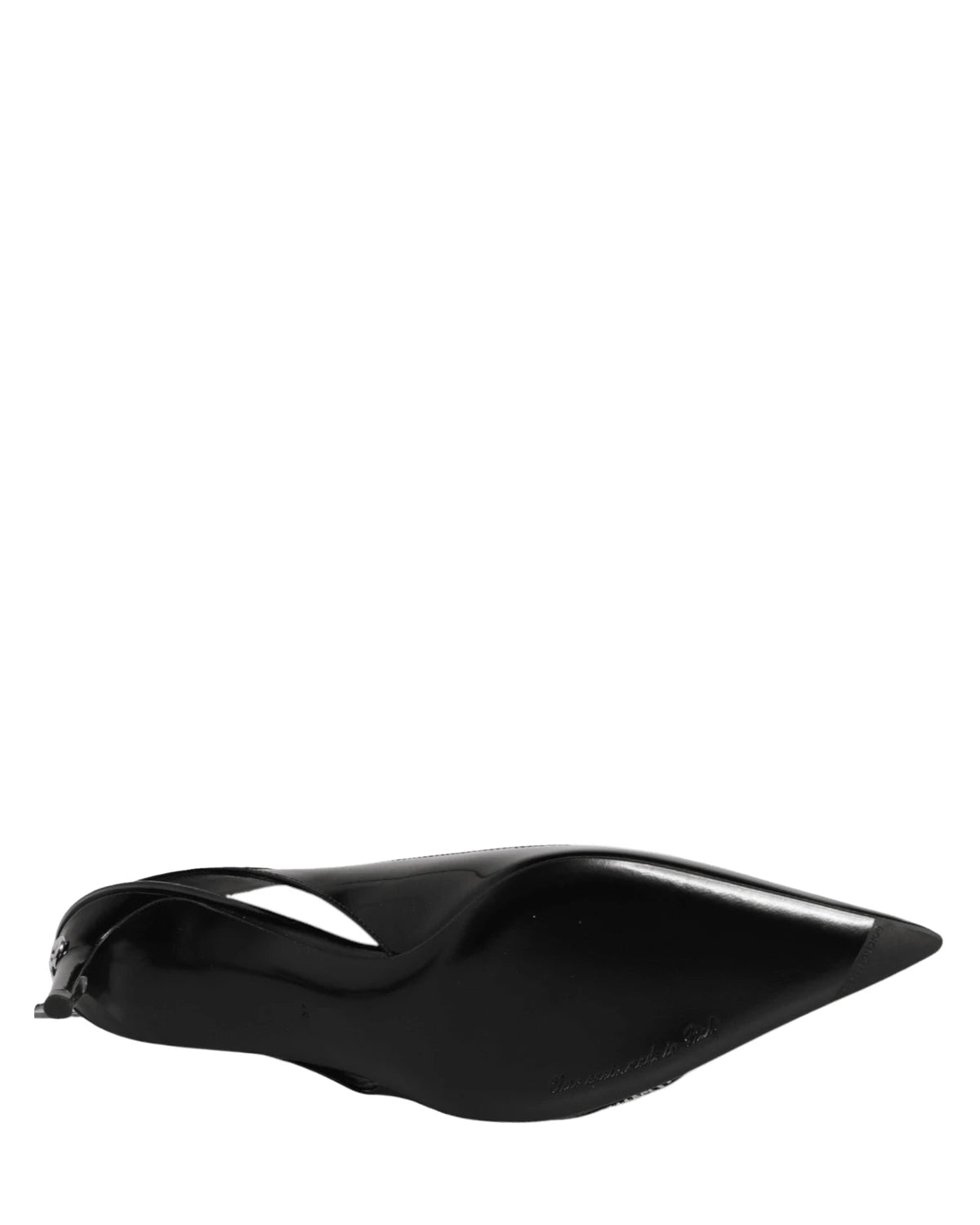 Dolce & Gabbana Black Leather Zipper Heels Slingbacks Shoes Heels