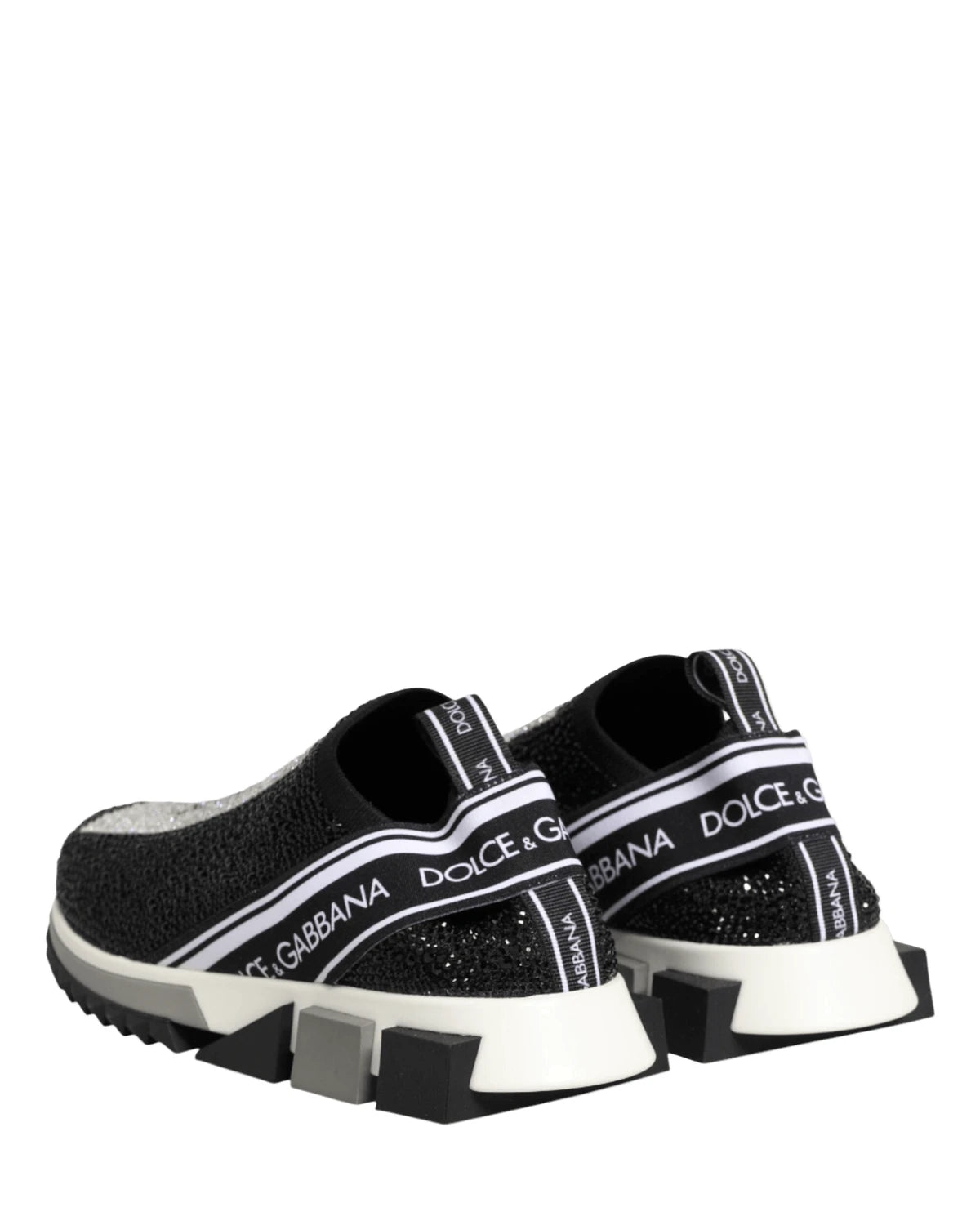 Dolce & Gabbana Black Silver Slip On Sorrento Sneakers Shoes Sneakers