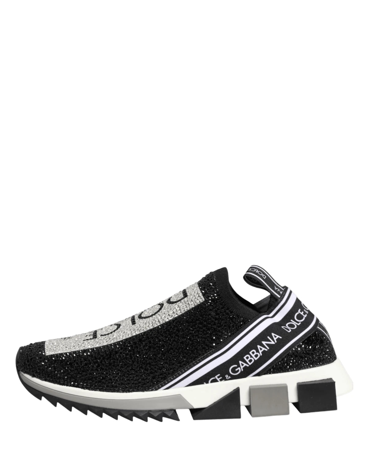 Dolce & Gabbana Black Silver Slip On Sorrento Sneakers Shoes Sneakers