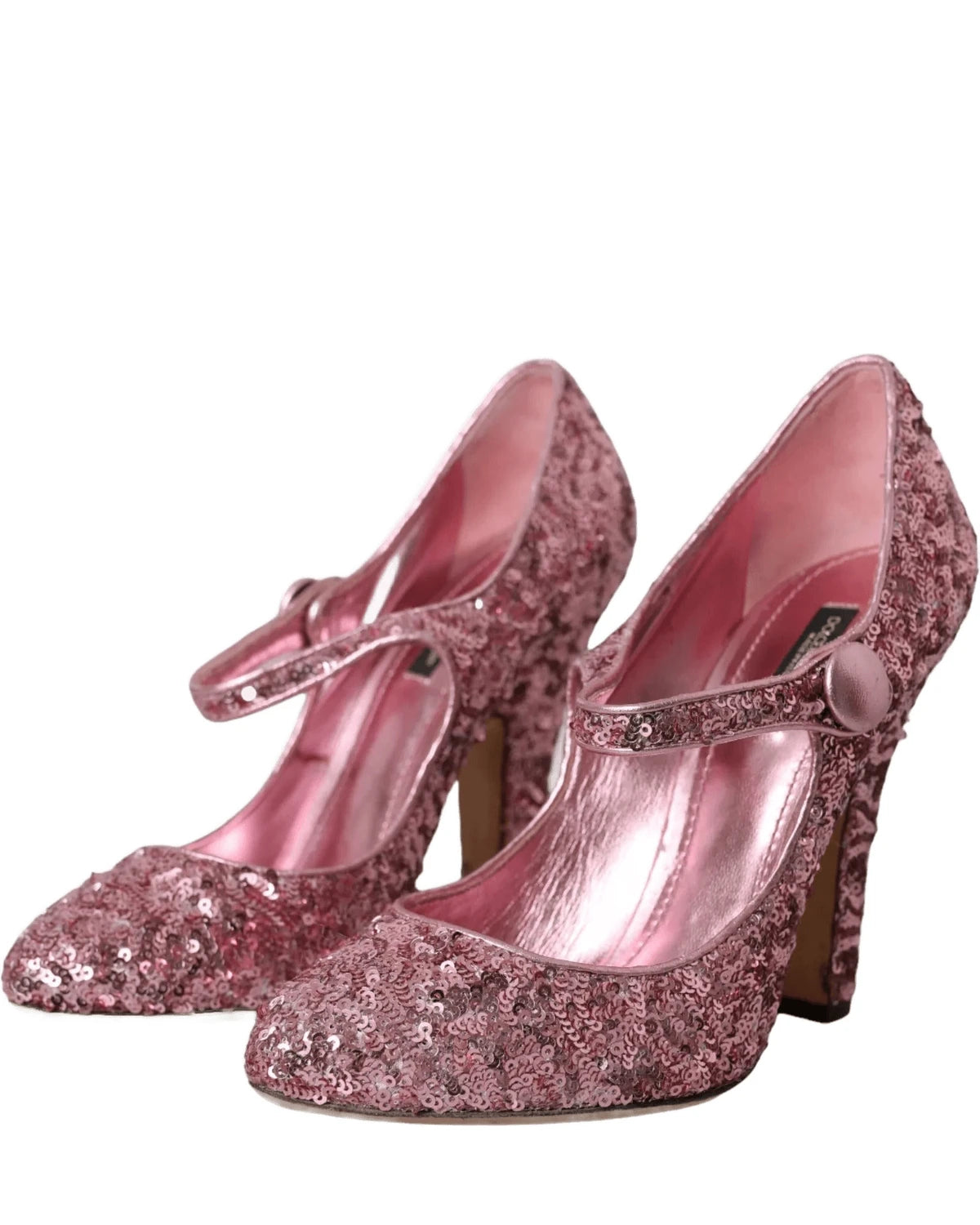 Dolce & Gabbana Pink Sequin Mary Jane Pumps High Heels Shoes Heels