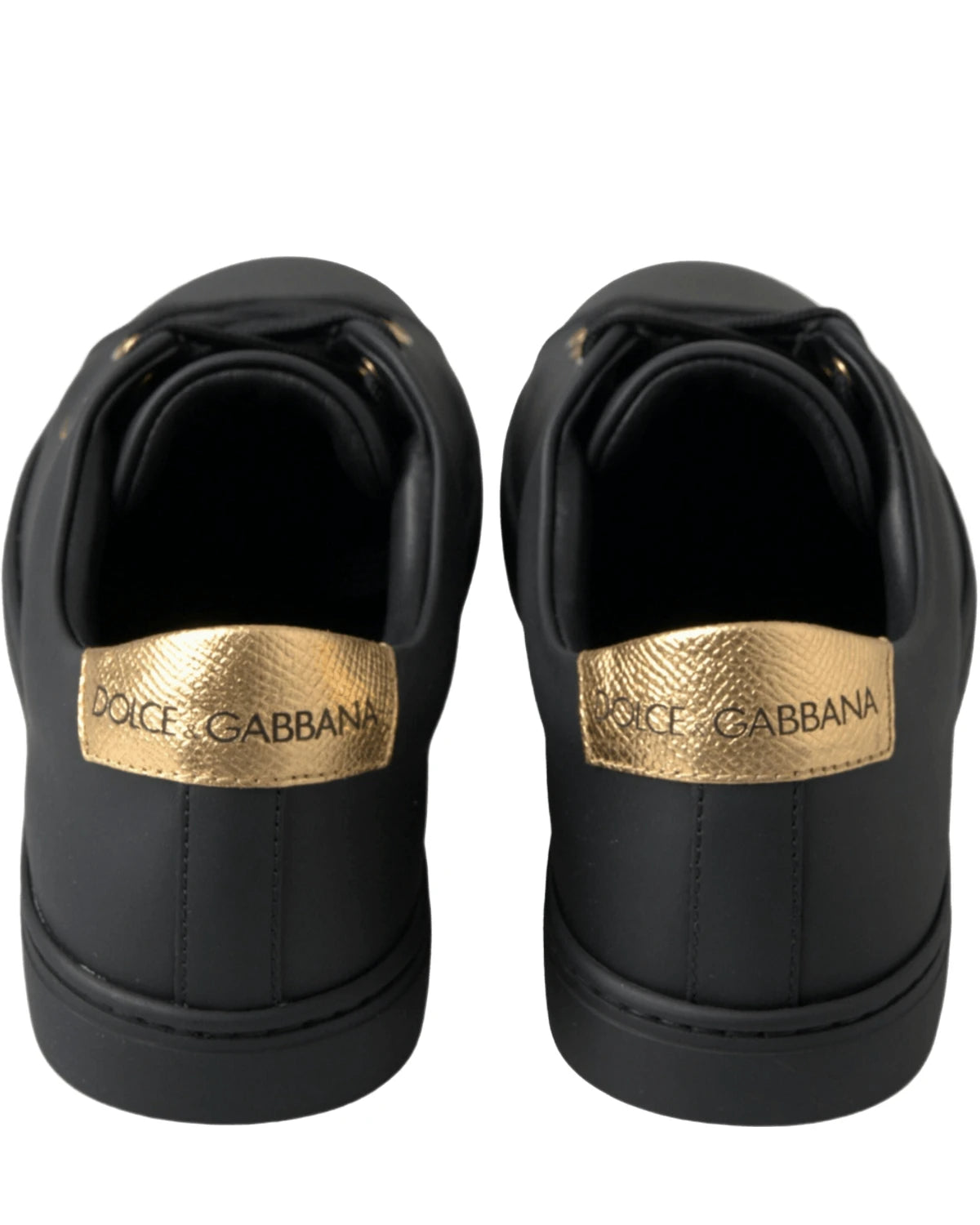 Dolce & Gabbana Black Leather Gold Classic Sneakers Shoes Sneakers