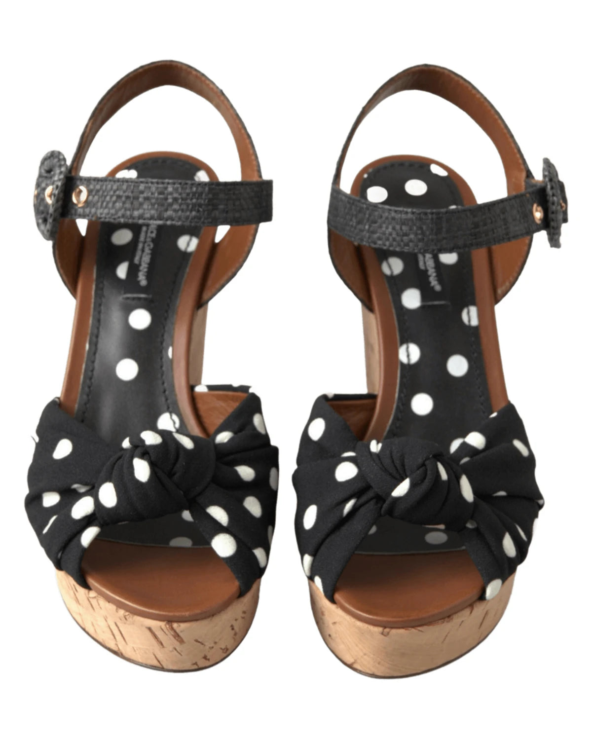 Dolce & Gabbana Black And Wedges Polka Dotted Ankle Strap Shoes Sandals Sandals