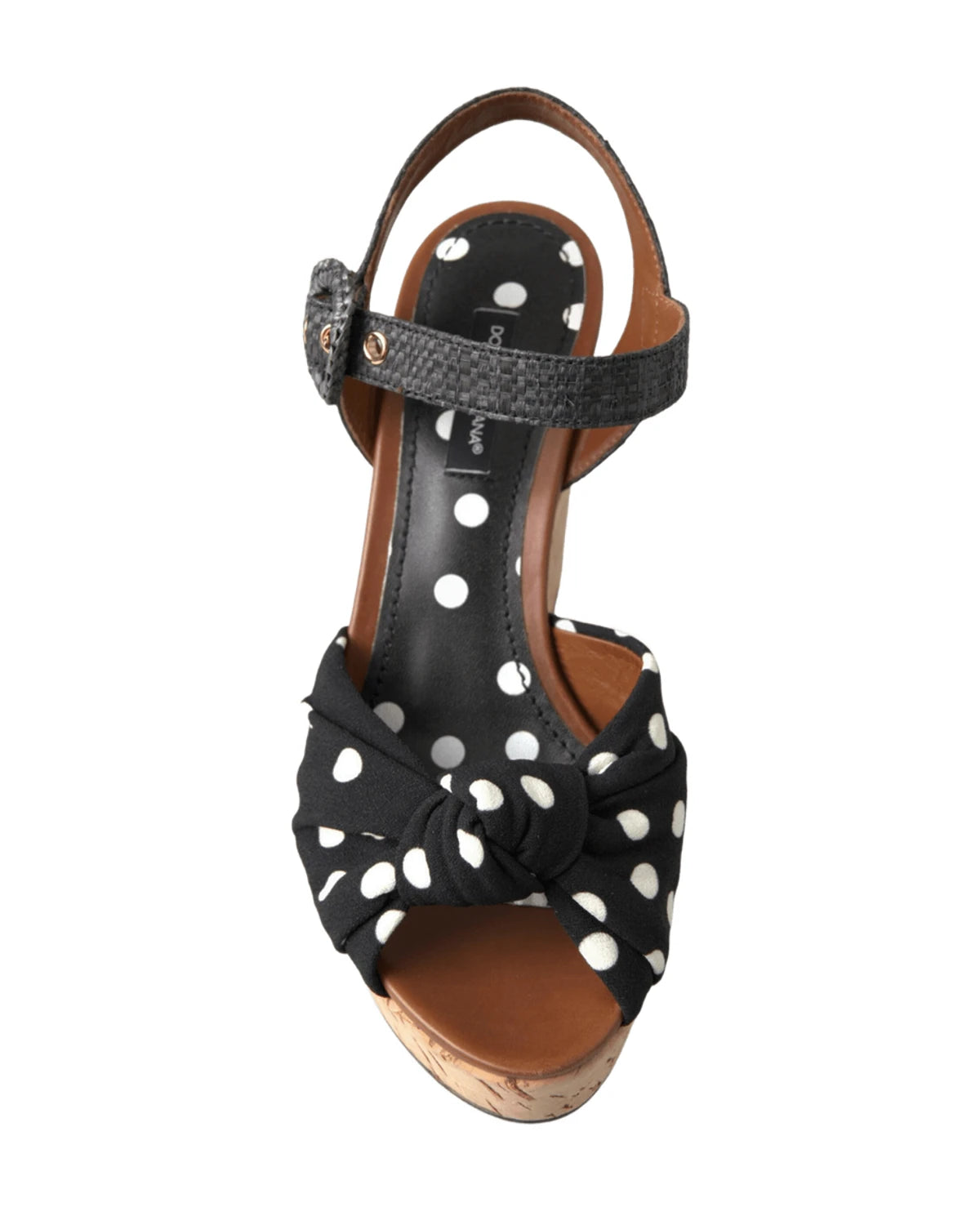 Dolce & Gabbana Black And Wedges Polka Dotted Ankle Strap Shoes Sandals Sandals