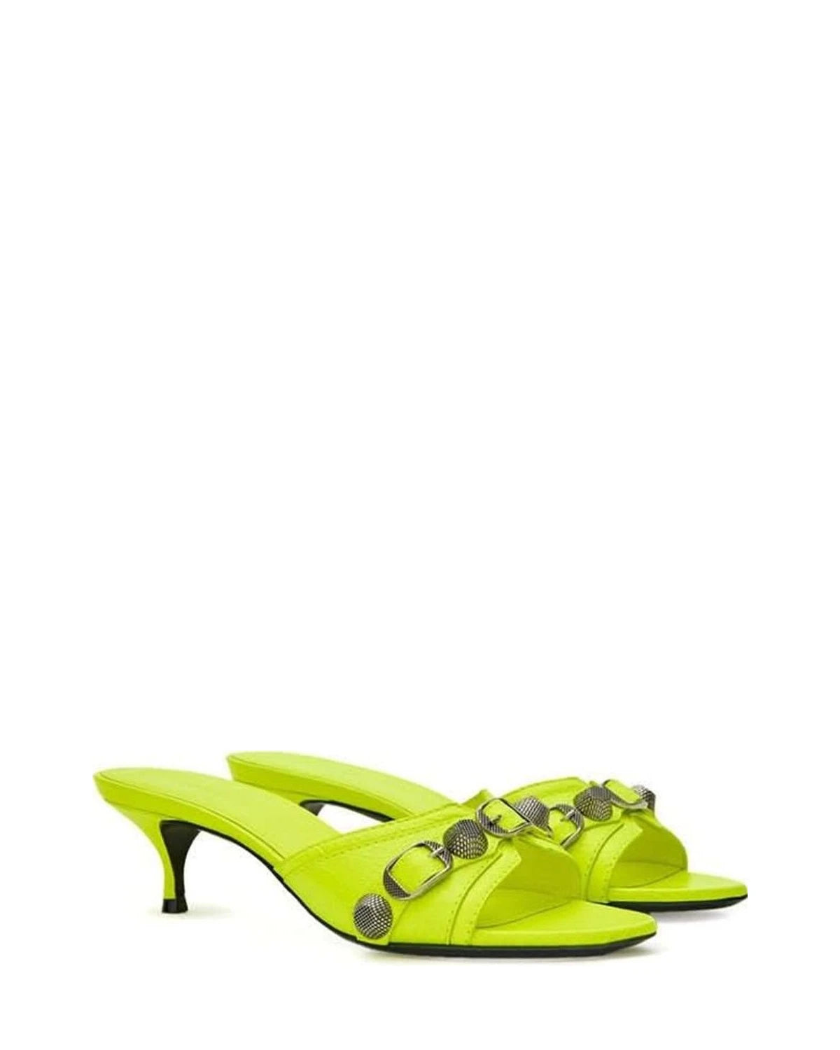 Balenciaga Green Leather Mules Flats