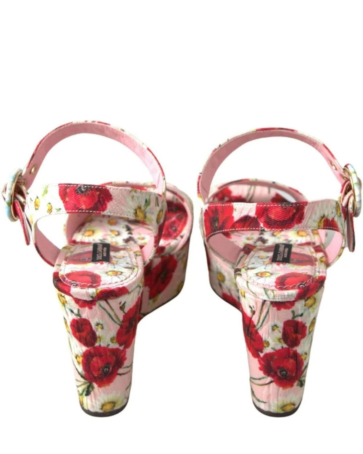 Dolce & Gabbana Multicolor Floral Print Wedges Ankle Strap Sandals Sandals