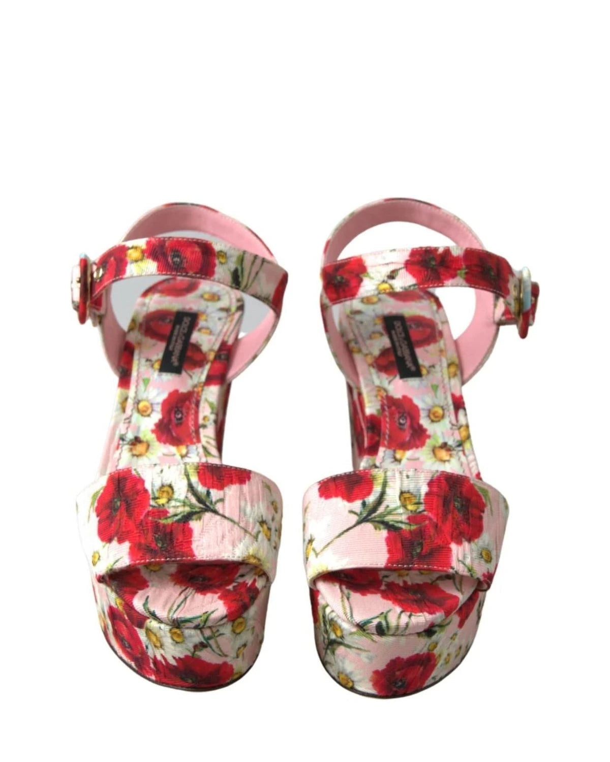 Dolce & Gabbana Multicolor Floral Print Wedges Ankle Strap Sandals Sandals