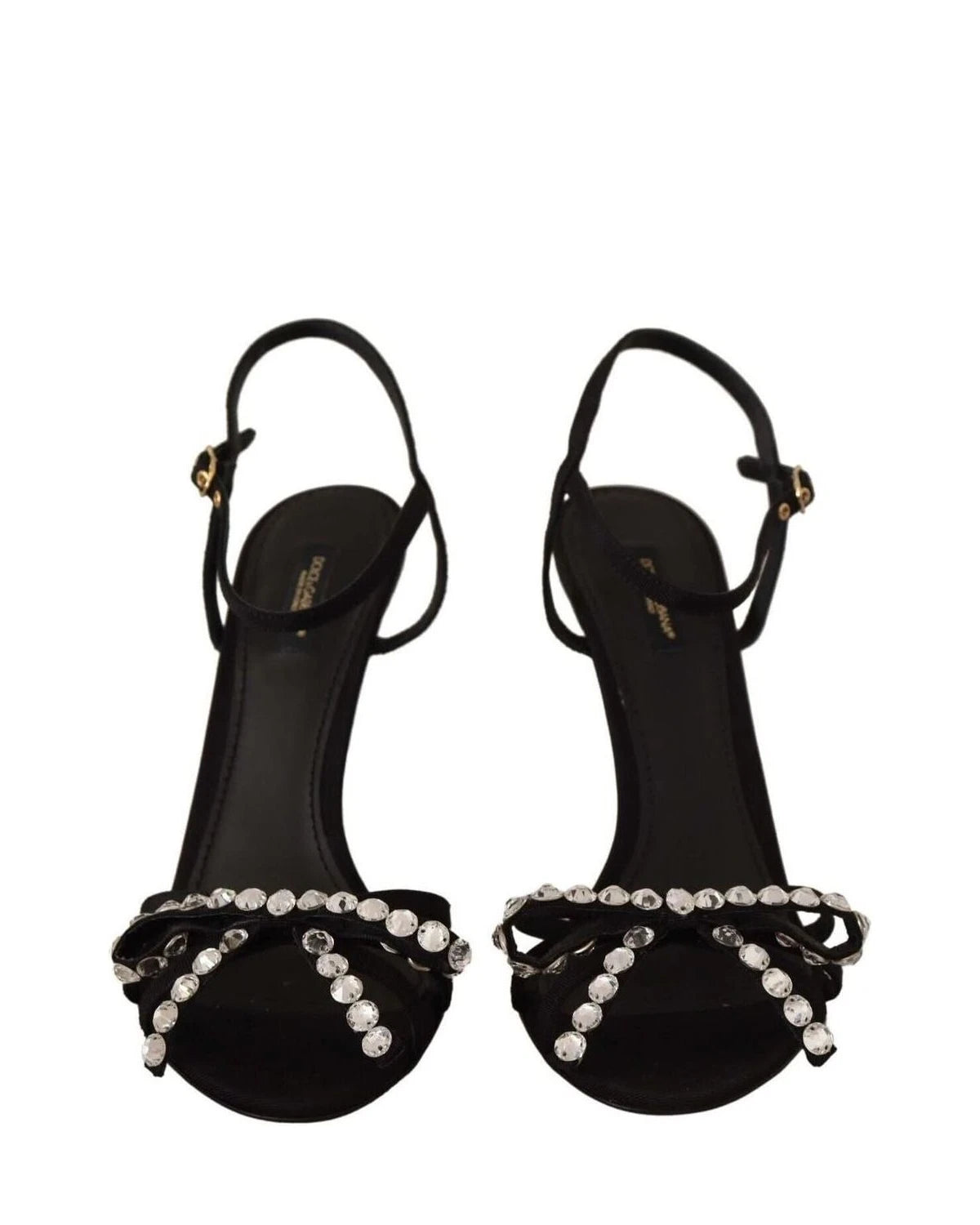 Dolce & Gabbana Black Crystals Ankle Strap Heels Heels