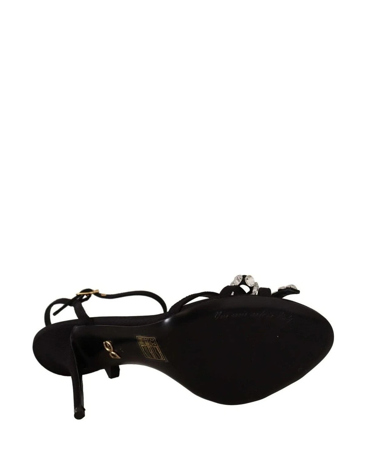 Dolce & Gabbana Black Crystals Ankle Strap Heels Heels