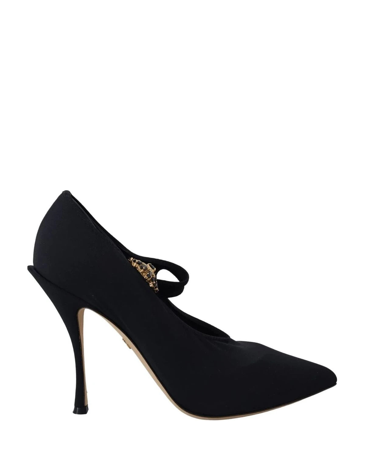 Dolce & Gabbana Black Socks Stretch Crystal Pumps Heels