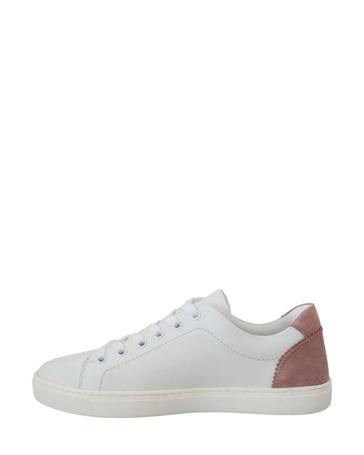 Dolce & Gabbana White Leather Pink Low Top Sneakers Sneakers