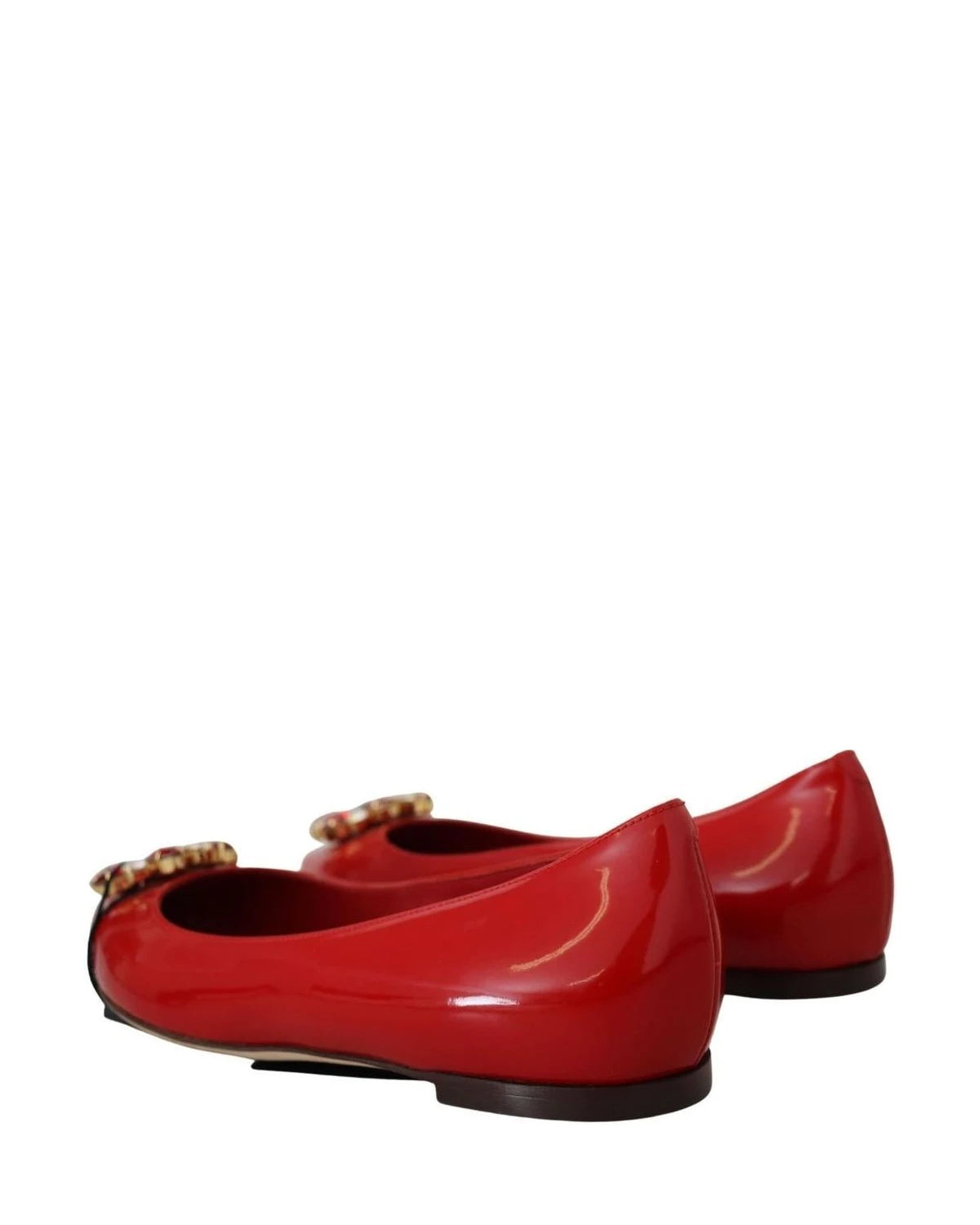 Dolce & Gabbana Red Leather Crystals Loafers Flats