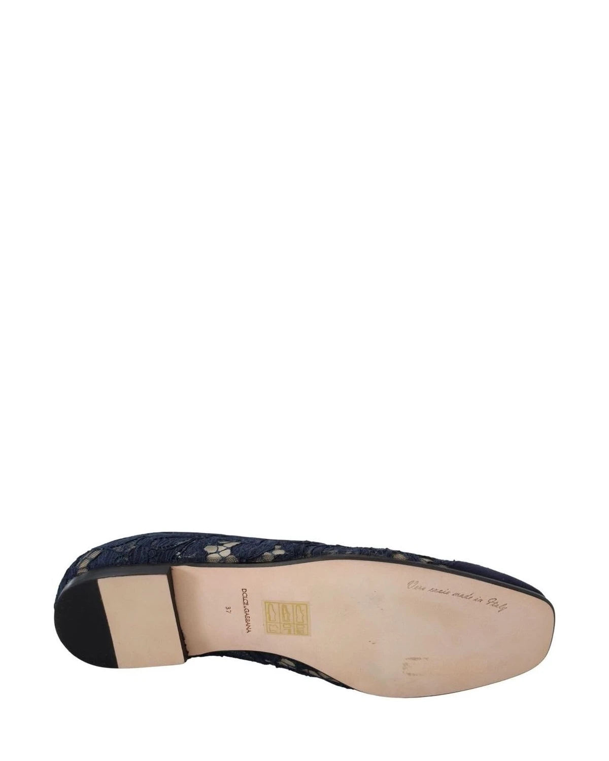 Dolce & Gabbana Blue Lace Floral Slip Ons Loafers Flats