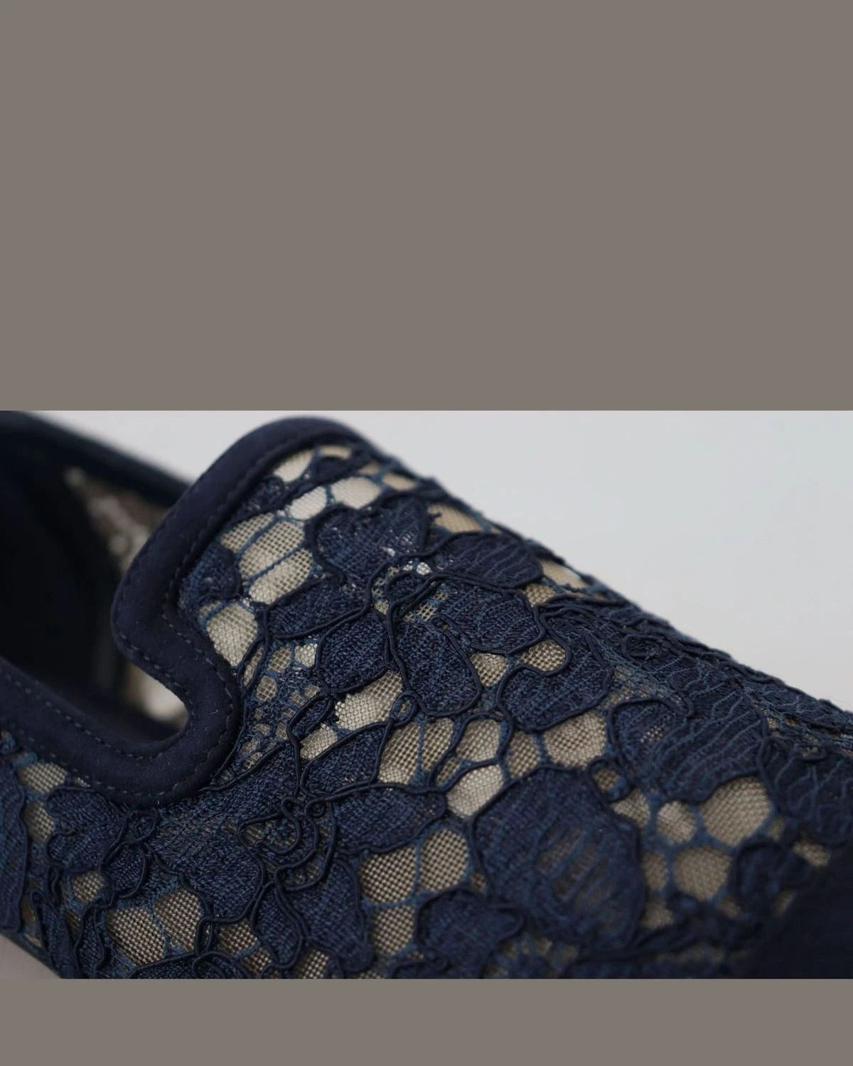 Dolce & Gabbana Blue Lace Floral Slip Ons Loafers Flats