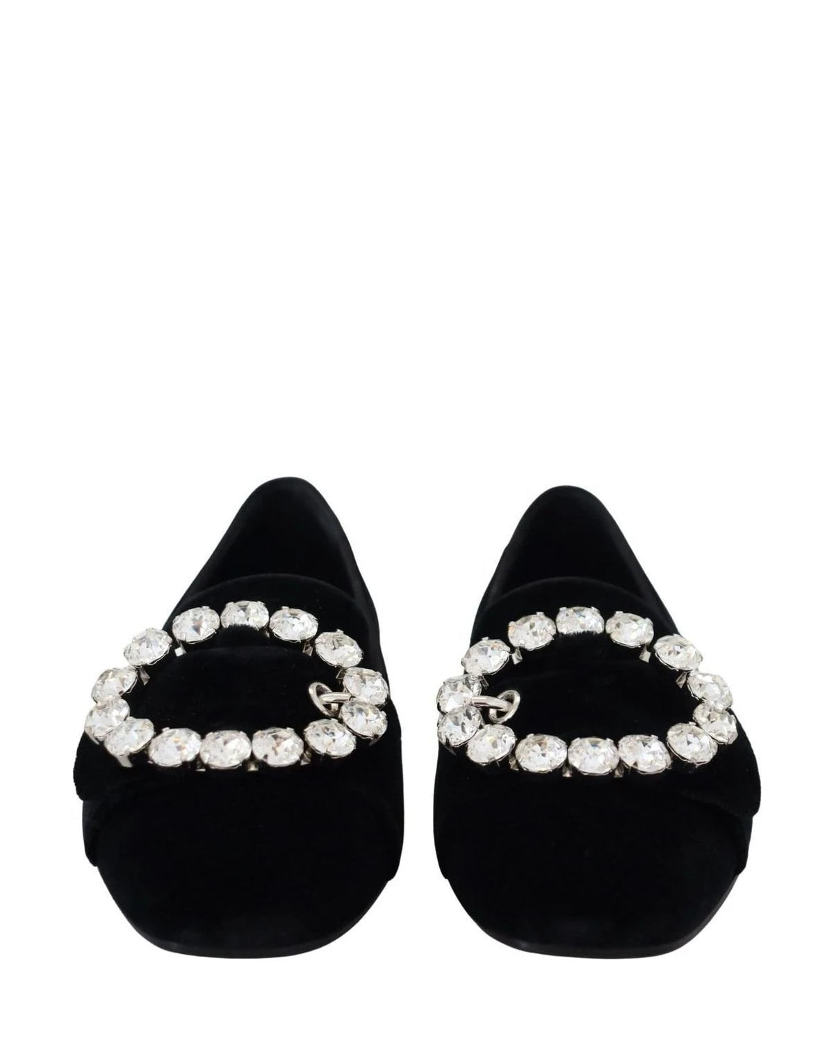 Dolce & Gabbana Black Velvet Crystals Loafers Flats
