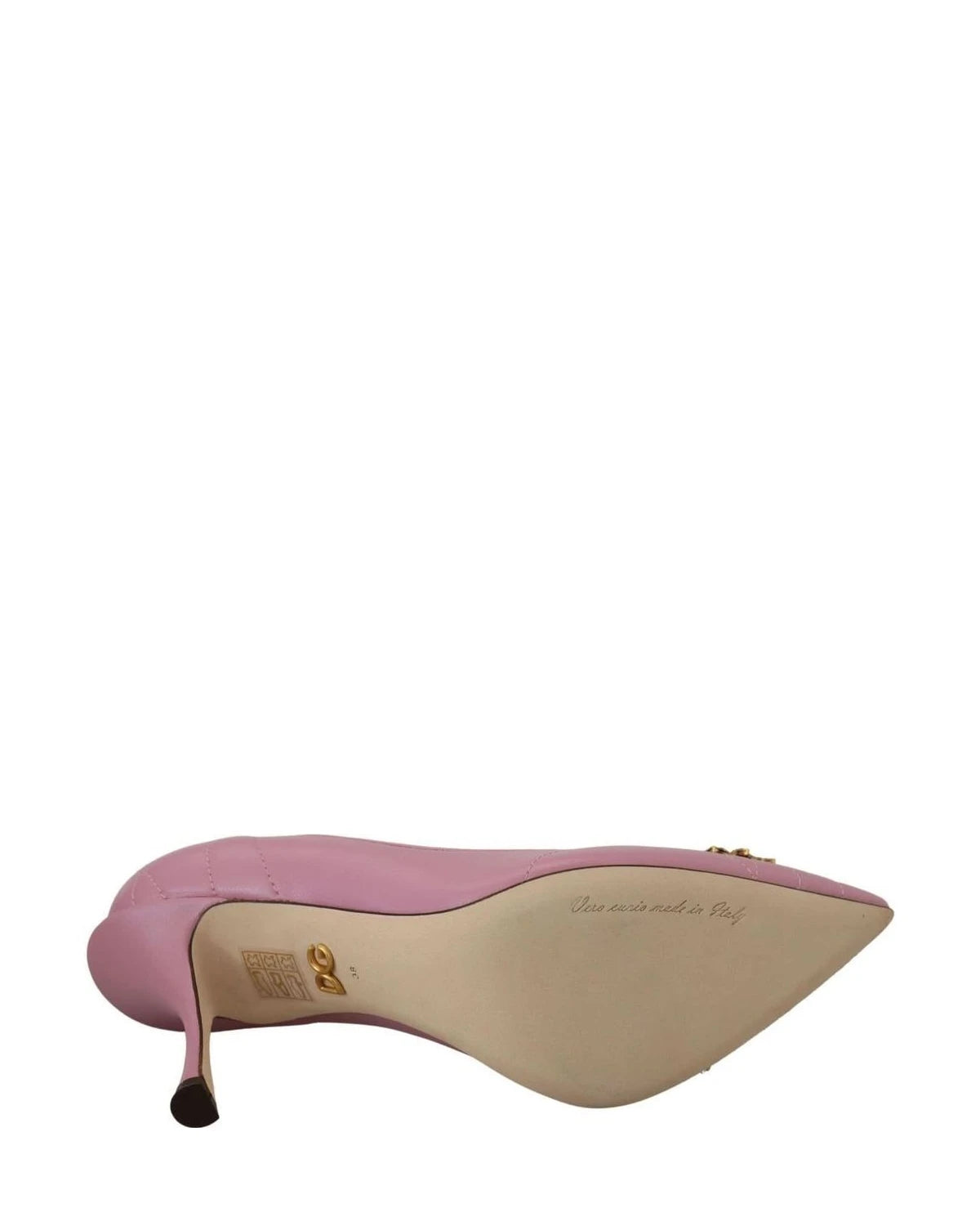 Dolce & Gabbana Pink Leather Heart Devotion Heels Heels