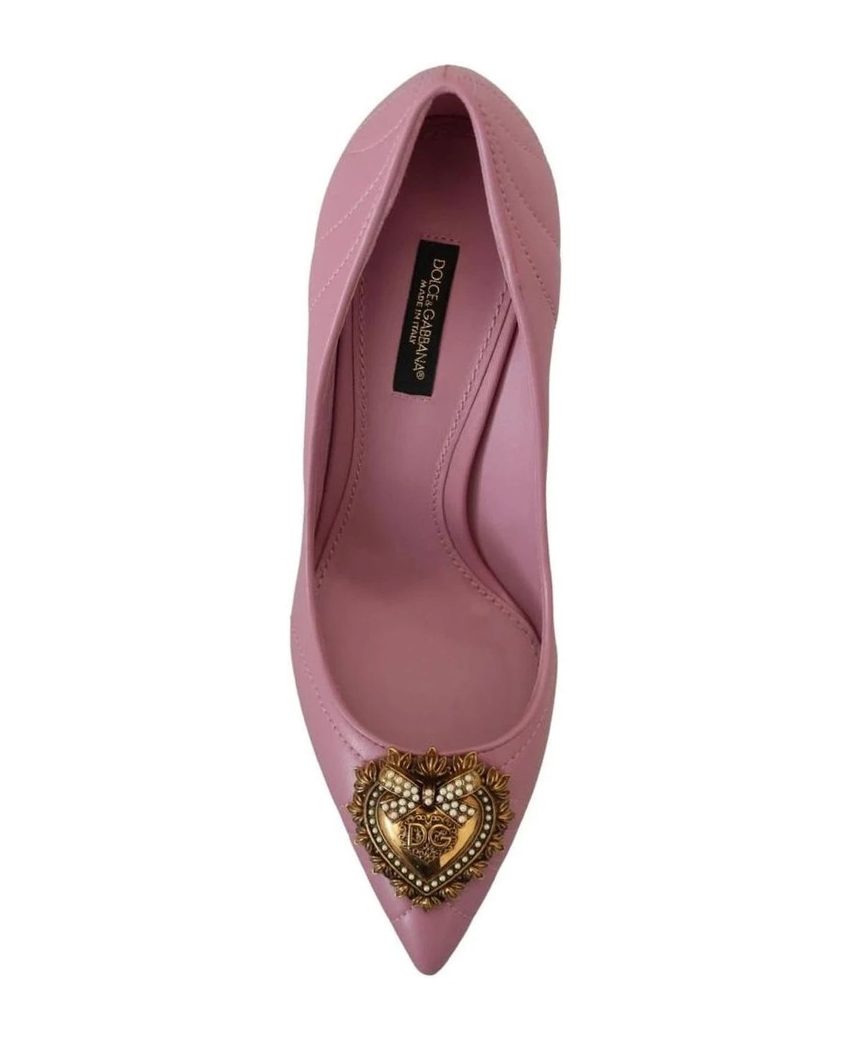 Dolce & Gabbana Pink Leather Heart Devotion Heels Heels