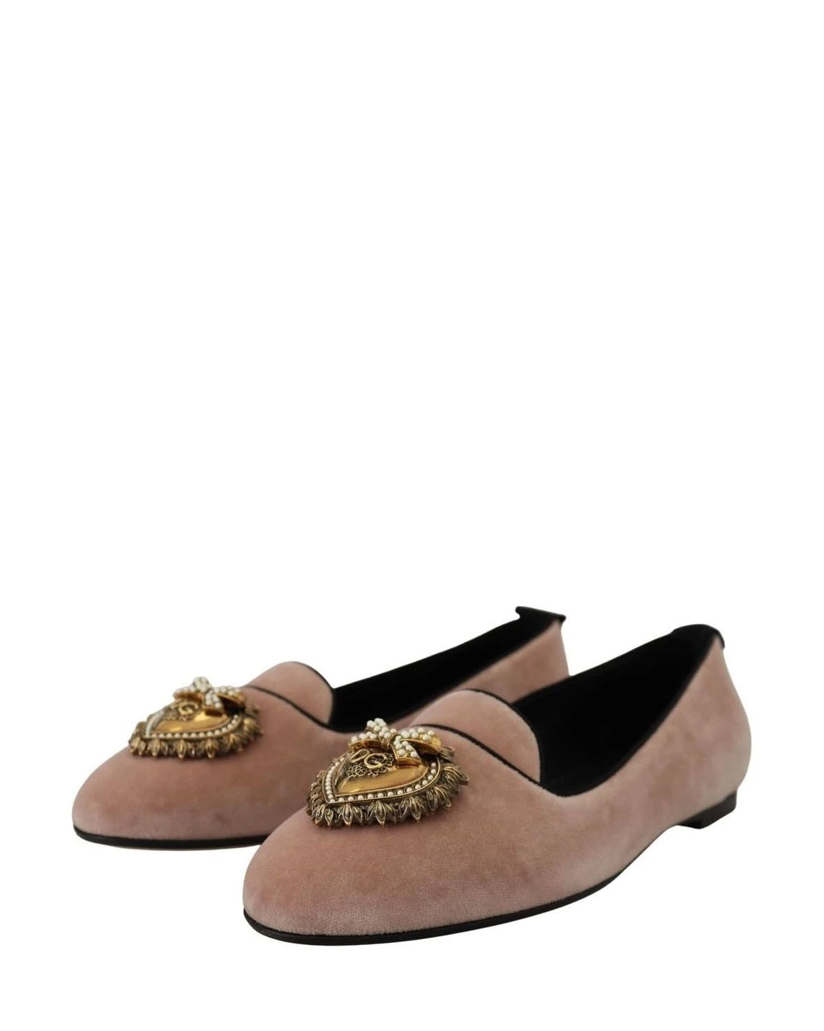 Dolce & Gabbana Pink Velvet Slip Ons Loafers Flats Shoes Flats