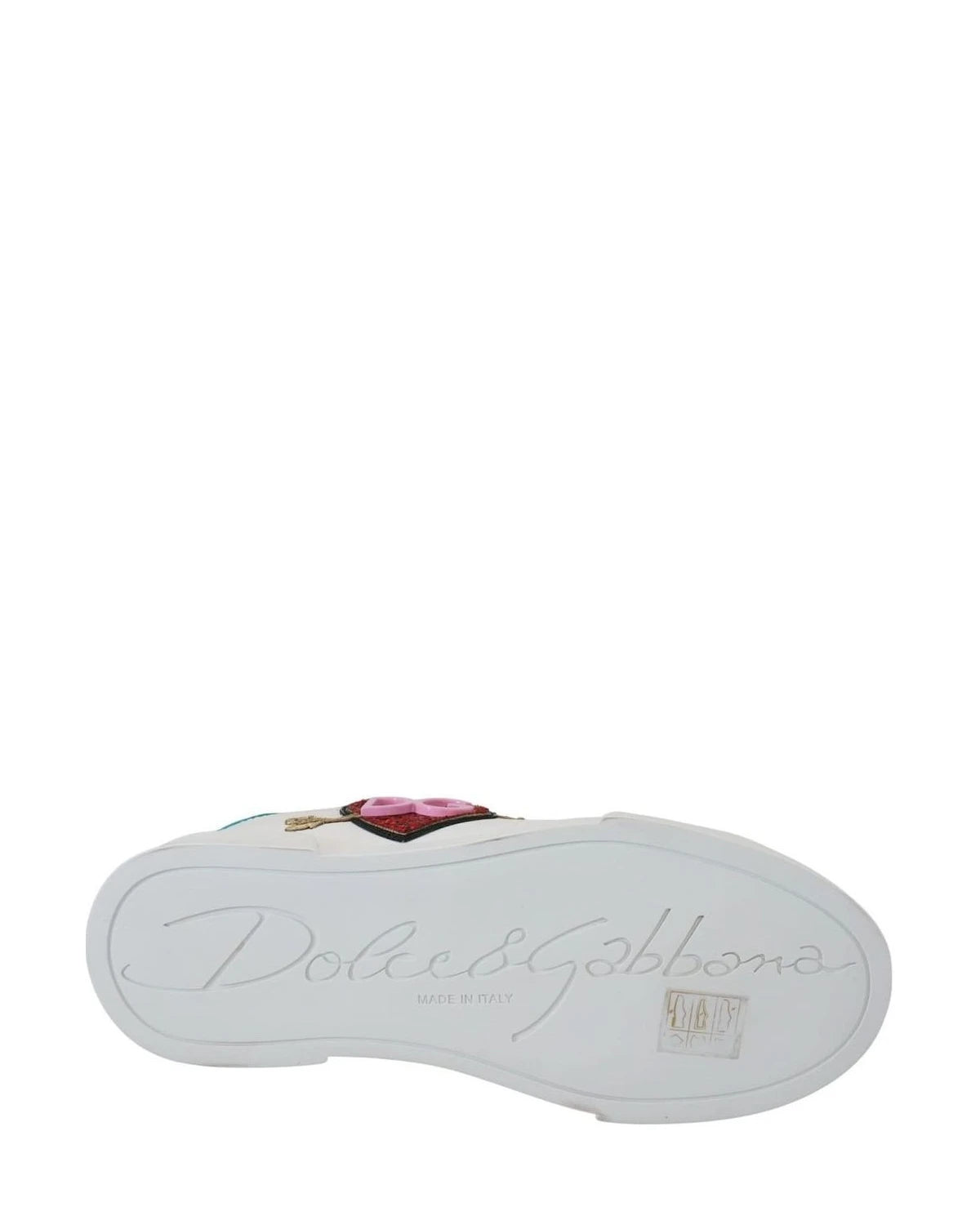 Dolce & Gabbana White Leather Sneaker Portofino Logo Heart Shoes Sneakers