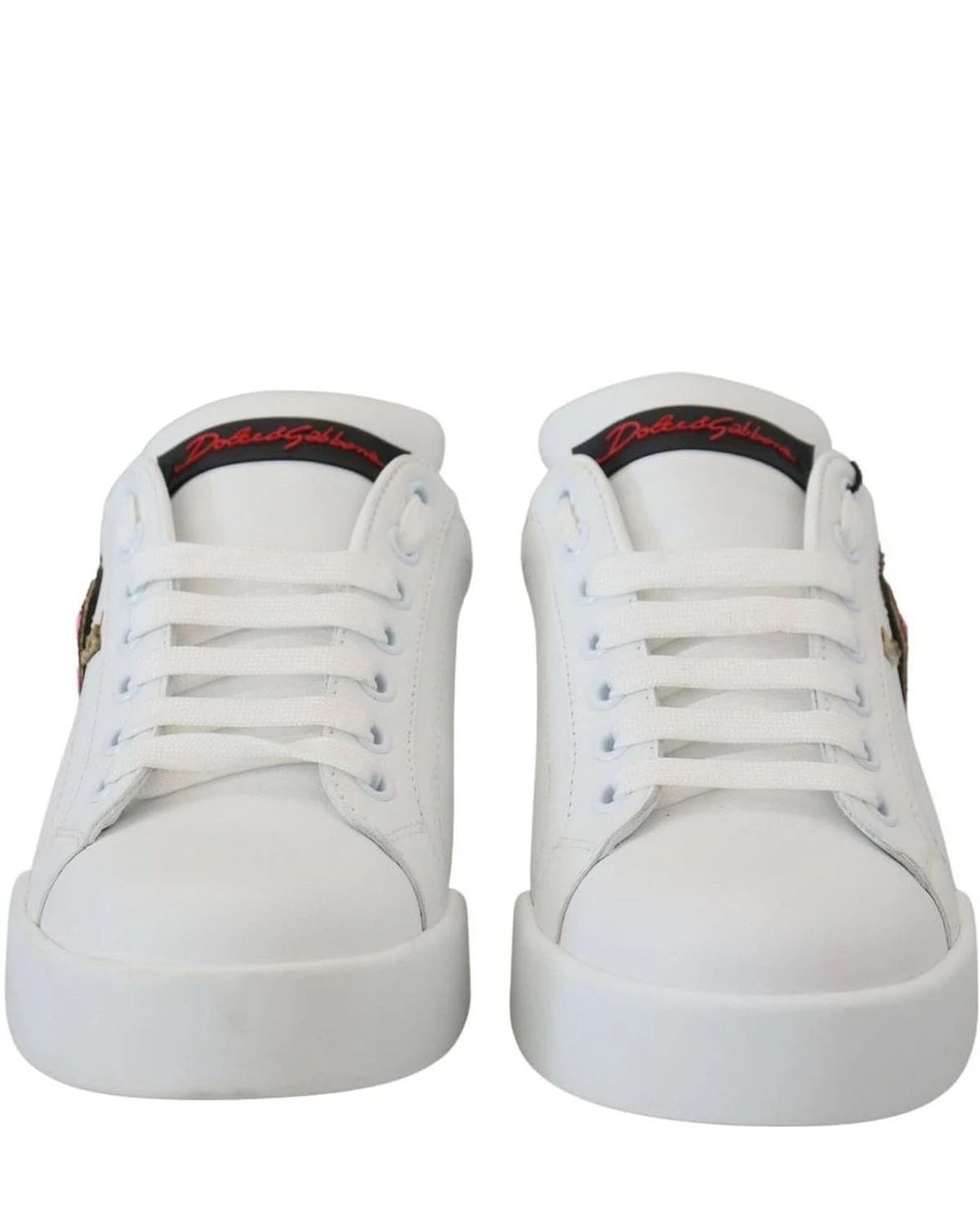 Dolce & Gabbana White Leather Sneaker Portofino Logo Heart Shoes Sneakers