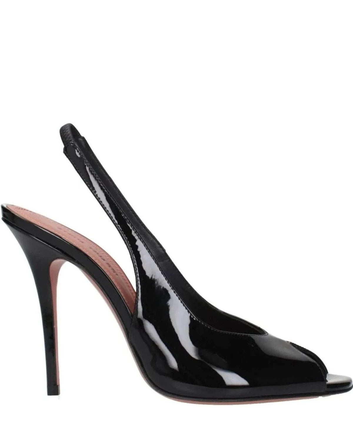 Amina Muaddi Black Leather Stiletto Heel Heels
