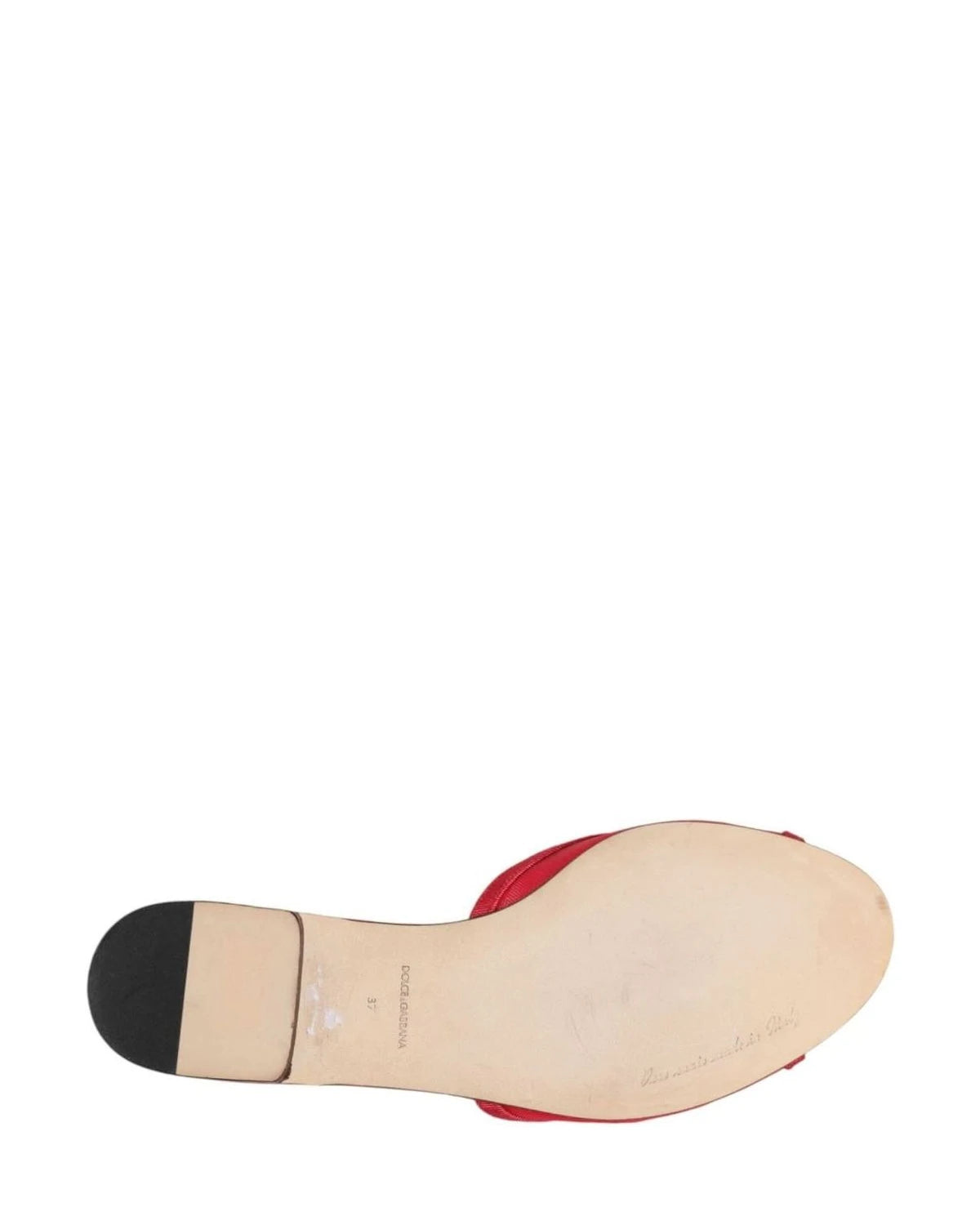 Dolce & Gabbana Red Embellished Flats Slip On Sandals Shoes Flats