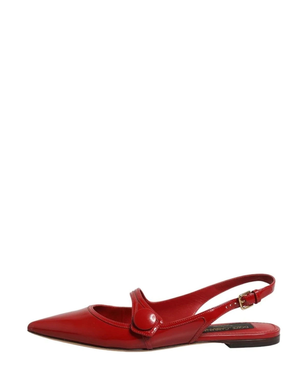 Dolce & Gabbana Red Leather Slingback Flats Sandals Shoes Sandals