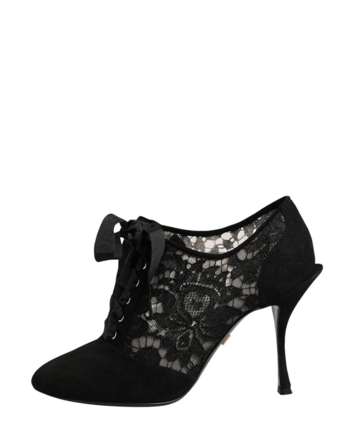 Dolce & Gabbana Black Lace Floral High Heels Ups Pumps Shoes Heels