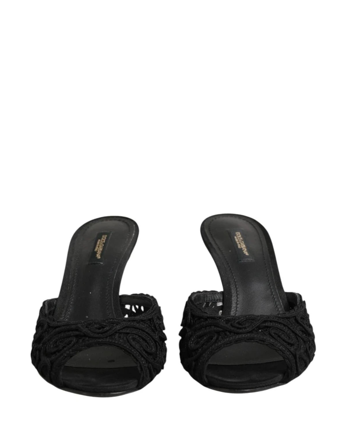 Dolce & Gabbana Black Embroidered Slip On Heels Heels