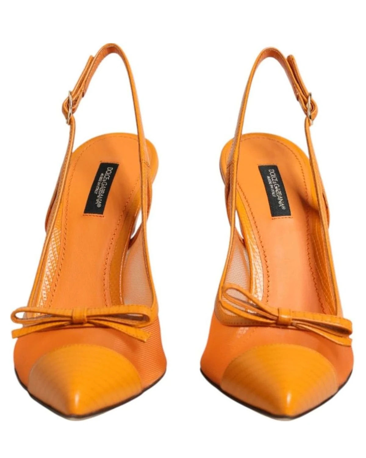 Dolce & Gabbana Orange Leather Mesh Heels Heels