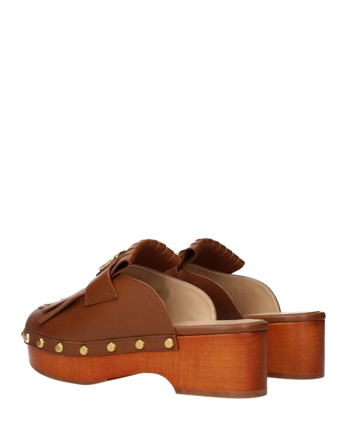 Valentino Garavani Brown Leather Slippers Flats