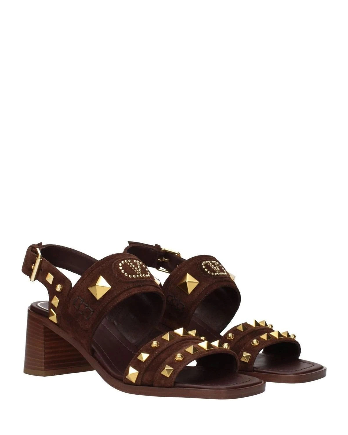 Valentino Garavani Brown Leather Strap Sandals Heels