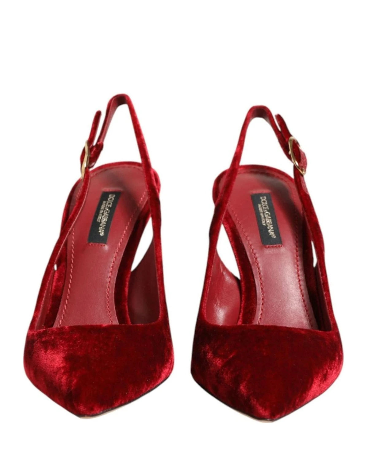 Dolce & Gabbana Red Suede High Heels Slingbacks Sandals Shoes Heels