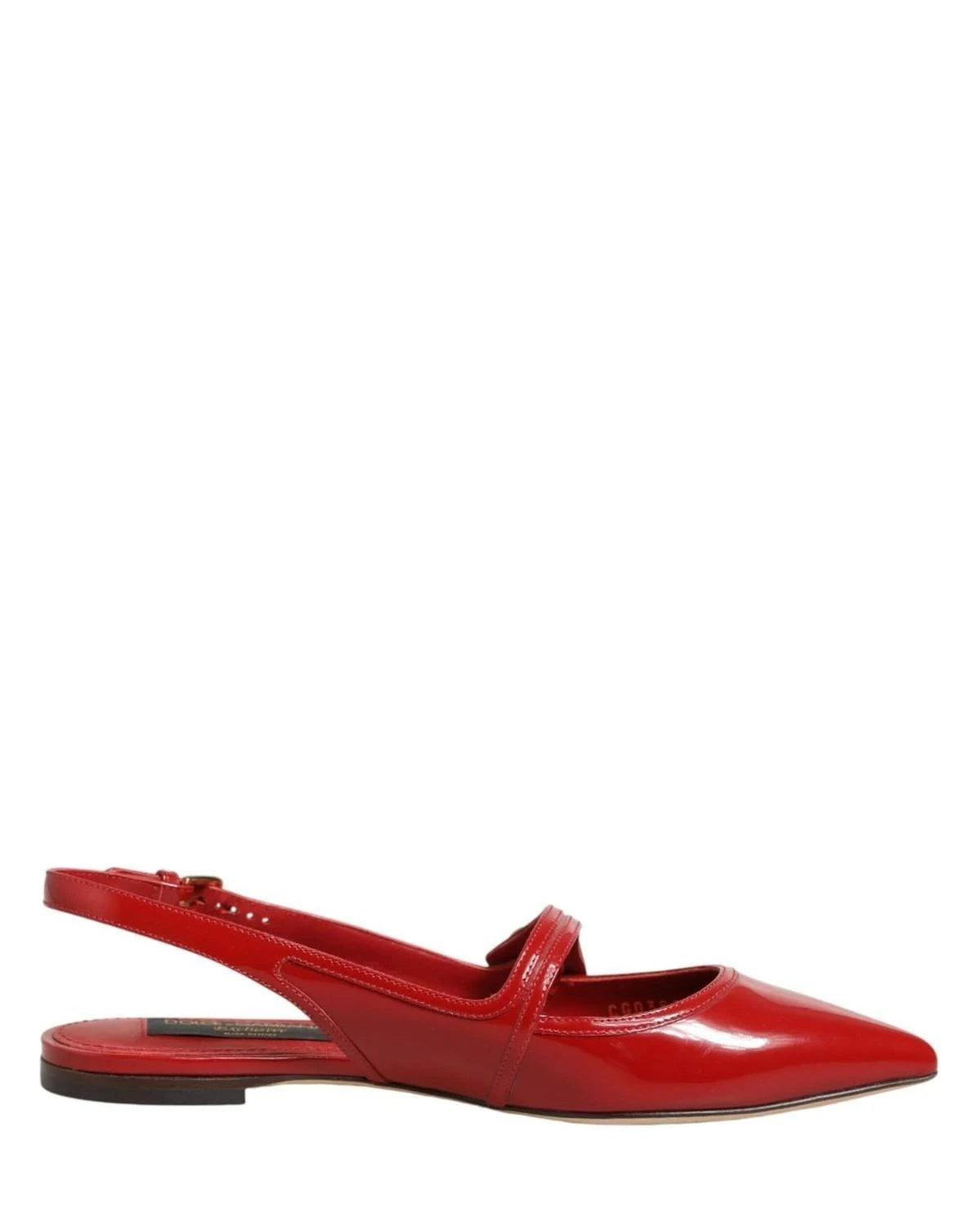 Dolce & Gabbana Red Leather Slingback Flats Sandals Shoes Flats