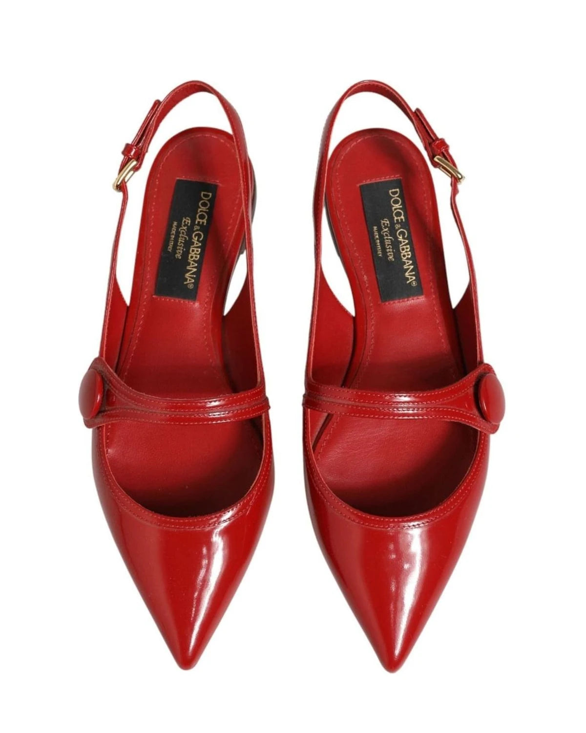 Dolce & Gabbana Red Leather Slingback Flats Sandals Shoes Flats
