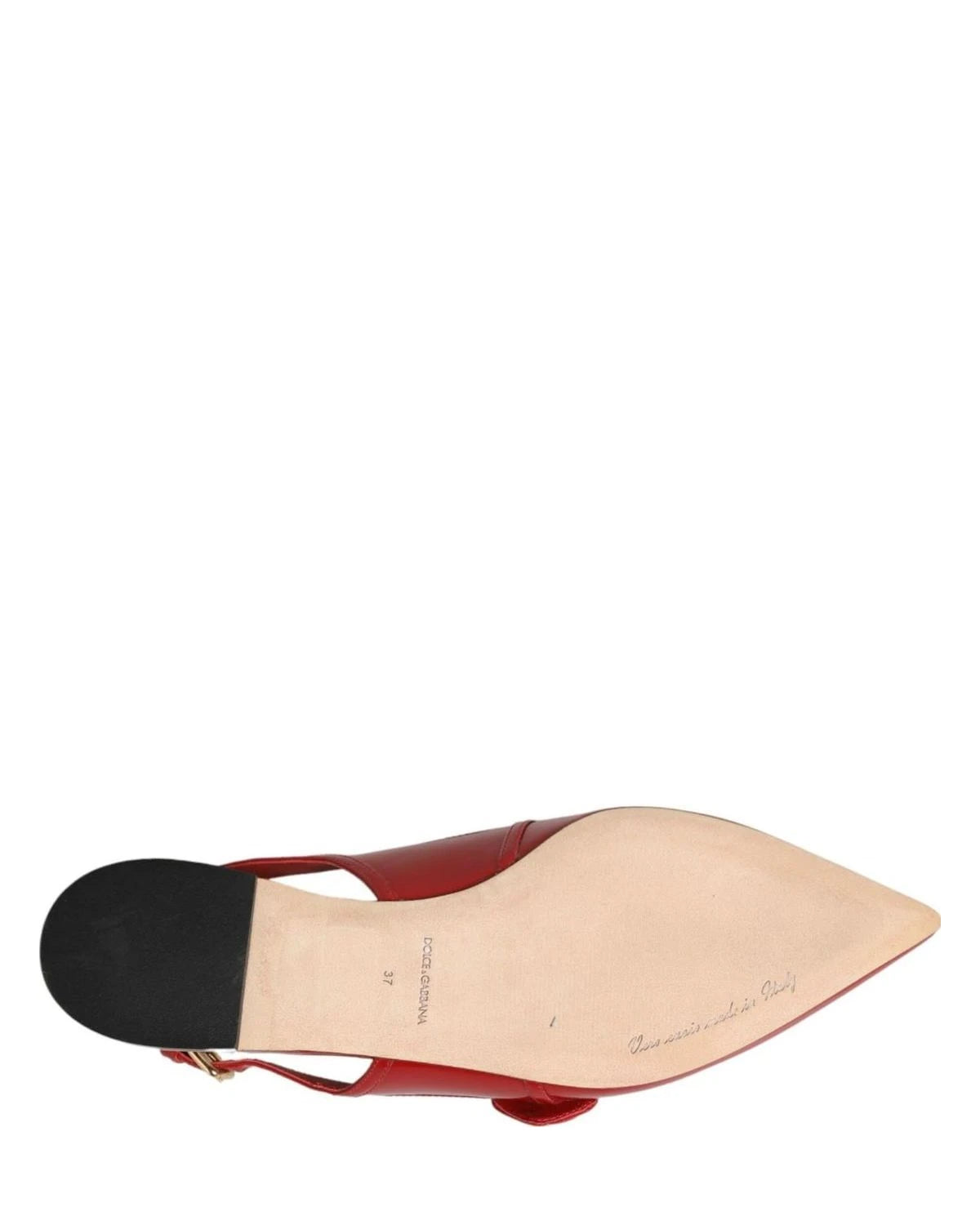 Dolce & Gabbana Red Leather Slingback Flats Sandals Shoes Flats