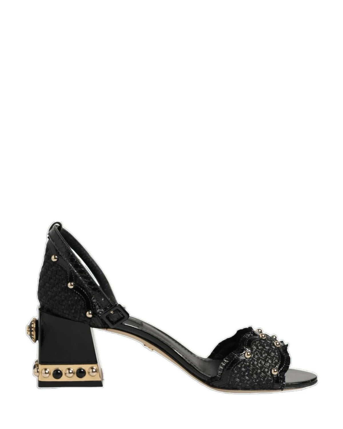 Dolce & Gabbana Black Studded Ankle Strap Sandals Shoes Glam Steals