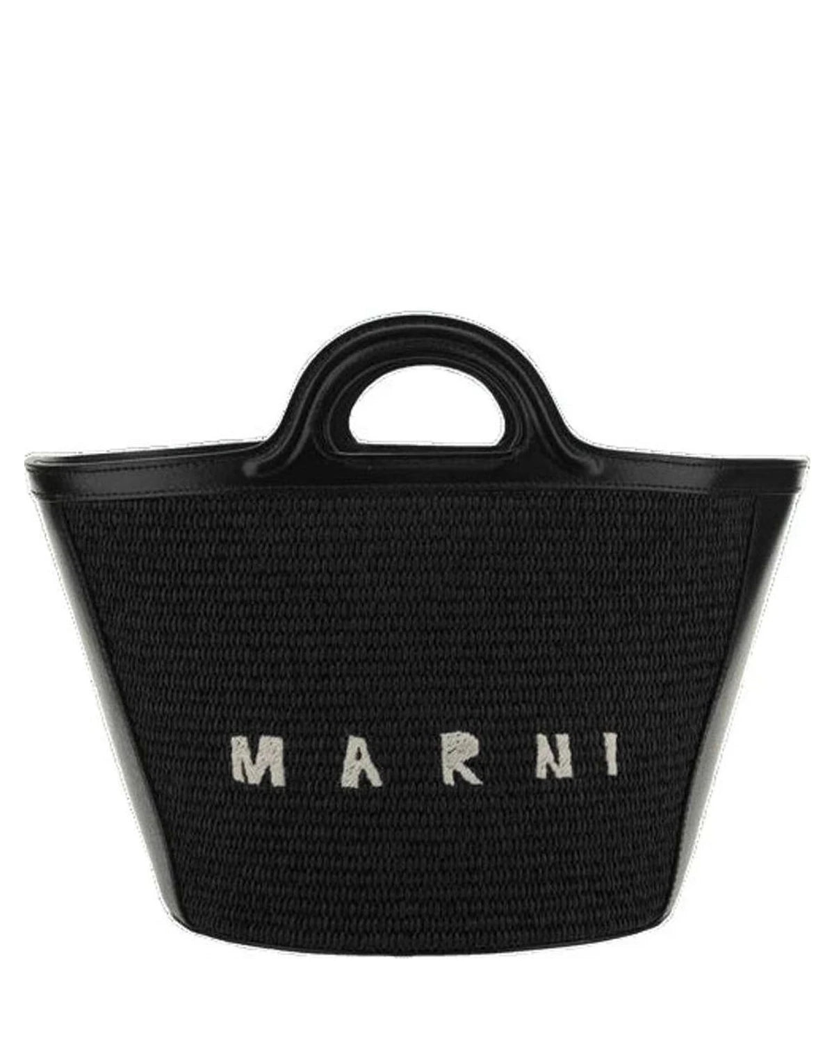Marni Black Cotton Shoulder Bag Bucket Bags