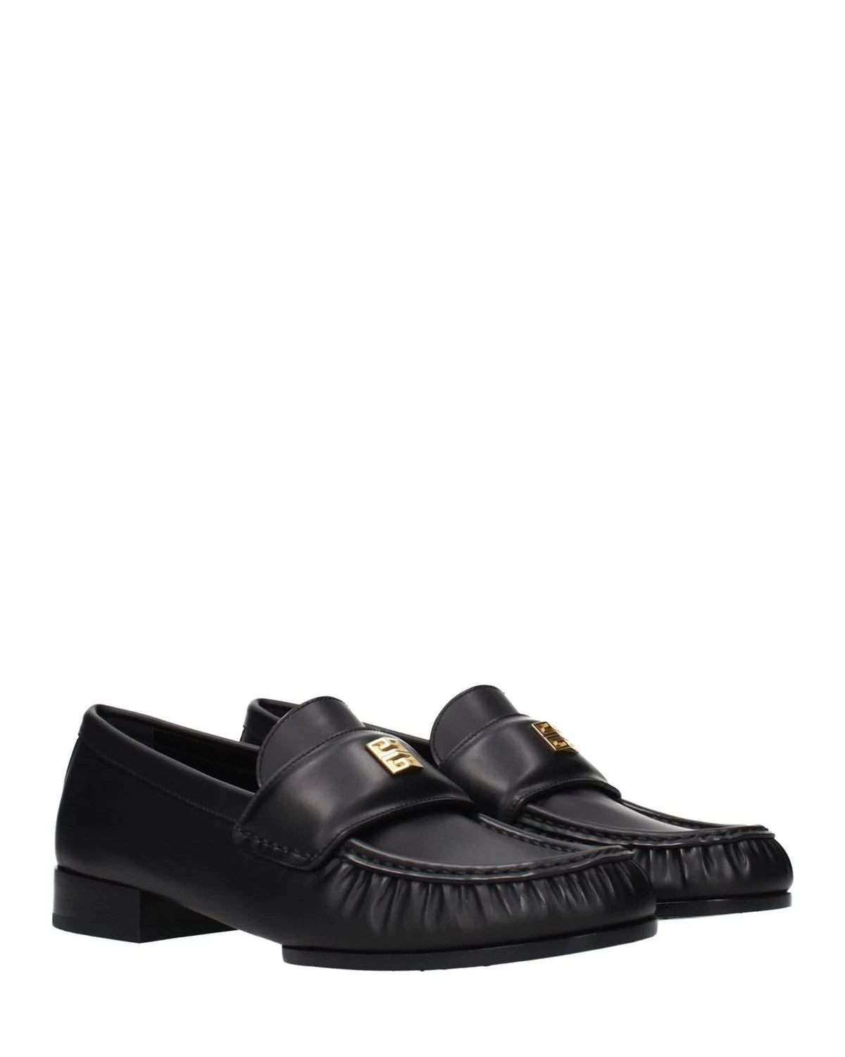 Givenchy Black Leather Slip On Loafers Flats
