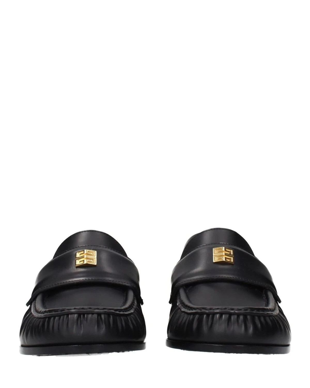 Givenchy Black Leather Slip On Loafers Flats